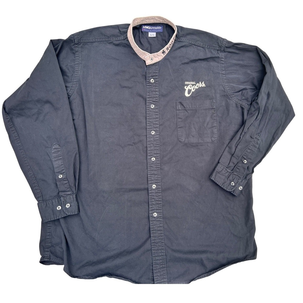 Vintage Coors Button Up Shirt Mens XL Gray Embroidered Beer Workwear